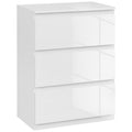 Cómoda com 3 Gavetas de Madeira Cómoda de Dormitório Cómoda Branca para Sala de Estar Estilo Moderno 55x34x75 cm Branco Brilhante — foto 1
