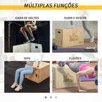 Caixa Pliometria de Madeira Caixa de Saltos com 2 Alças Recortadas Carga Máxima 120 kg para Casa Escritório Ginásio 45x40x60 cm Madeira — foto 7