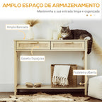 Mesa de console em malha Mesa de entrada com 2 gavetas e prateleira inferior para o corredor Quarto sala de estar Estilo rústico 100x30x76 cm Natural — foto 4
