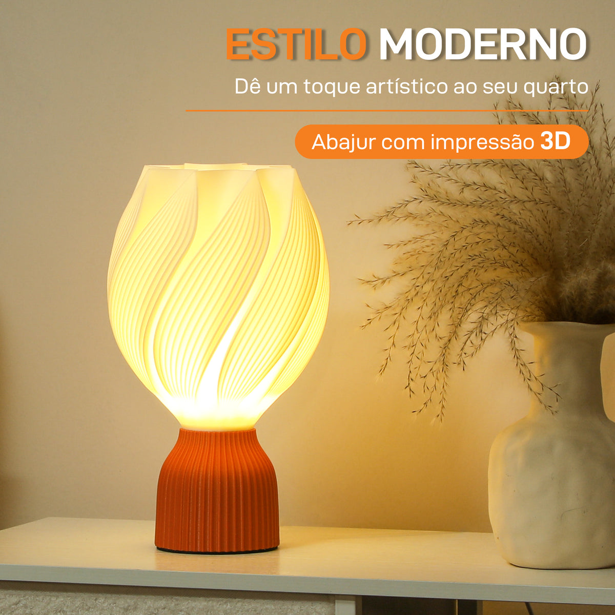 Candeeiro de Mesa de Cabeceira com Ecrã de Impressão 3D Candeeiro de Mesa com Desenho de Pétalas com Luz Quente para Quarto Sala de Estar Ø16,5x28 cm Branco — foto 4
