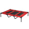 Cama para Animais de Estimação Cama Elevada para Cães Gatos com Tecido Transpirável para Dormir Relaxar Exterior Jardim Terraço 122x92x23cm Vermelho — foto 1
