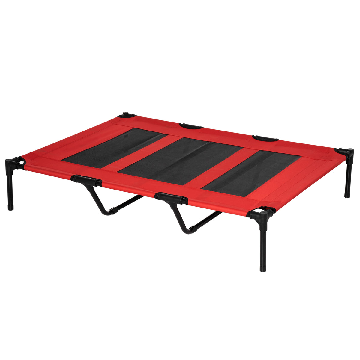 Cama para Animais de Estimação Cama Elevada para Cães Gatos com Tecido Transpirável para Dormir Relaxar Exterior Jardim Terraço 122x92x23cm Vermelho — foto 1