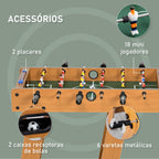 Mesa de Matraquilho para Crianças e Adultos Matraquilho 69x37x70cm com 2 Bolas 6 Hastes Metálicas 2 Placares de Pontos 18 Jogadores Pés Dobrável para Familias Festas Madeira — foto 4