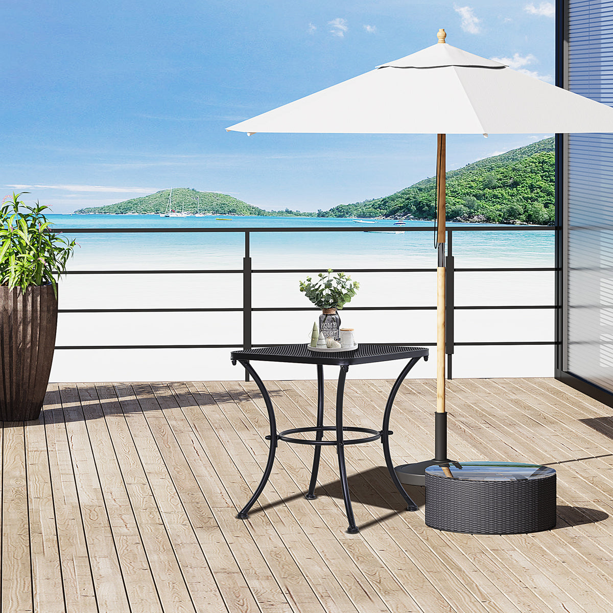 Mesa de Jardim Quadrada Mesa Auxiliar Exterior com Estrutura de Metal para Pátio Terraço Varanda Carga 30kg 45x45x50cm Preto — foto 2