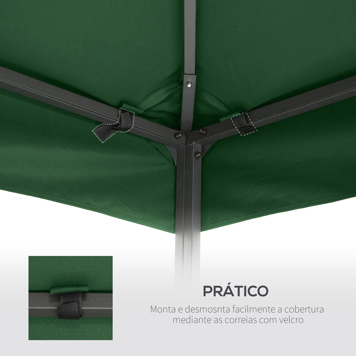 Telhado de Substituição para Gazebo, 3x3 m, Cobertura de Substituição com Telhado Duplo, 8 Orifícios de Drenagem e Proteção UV, Apenas Toldo de Substituição para Pavilhão Gazebo, Verde — foto 4