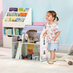 Casa de Bonecas com Móveis e Acessórios Casa de Bonecas de Madeira com Varanda e 2 Andares Brinquedo para Meninas e Meninos acima de 3 Anos 60x26,6x60 cm Multicor — foto 2