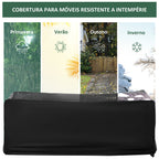 Capa Protetora para Móveis de Jardim 154x94x66cm Cobertura de Móveis Mesas Exterior Tecido Oxford 600D Impermeável com Fivela para Pátio Terraço Preto — foto 4