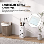 Suporte para Guarda Chuva de Aço Suporte para Guarda Chuva com 4 Ganchos e Bandeja de Gotejamento Amovível Suporte para Guarda Chuva Branco para Entrada Escritório 15,5x15,5x41 cm — foto 4