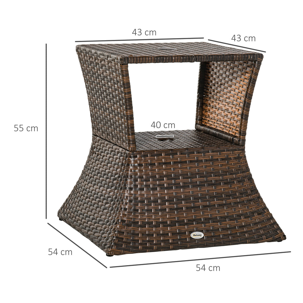 Mesa de Centro Vime com Buraco para Guarda-sol Mesita de Café Chá Mesa Auxiliar para Exterior Varanda Pátio 54x54x55cm — foto 3