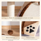 Árvore Arranhador para Gatos Pequena Altura 46 cm de 2 Níveis com Poste e Tapete de Arranhar Cama e Bola Suspensa 35,5x37x46 cm Marrom — foto 5
