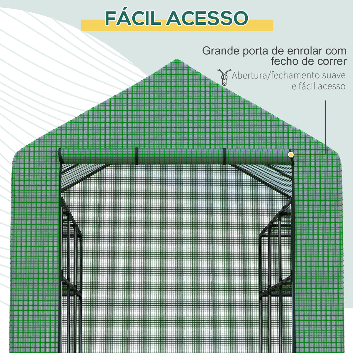 Estufa de Jardim Estufa de Exterior com Prateleiras de 4 Níveis Porta com Fecho de Correr e Estrutura de Aço Estufa Pequena Estufa para Cultivar Plantas Flores 244x180x210 cm Verde — foto 5