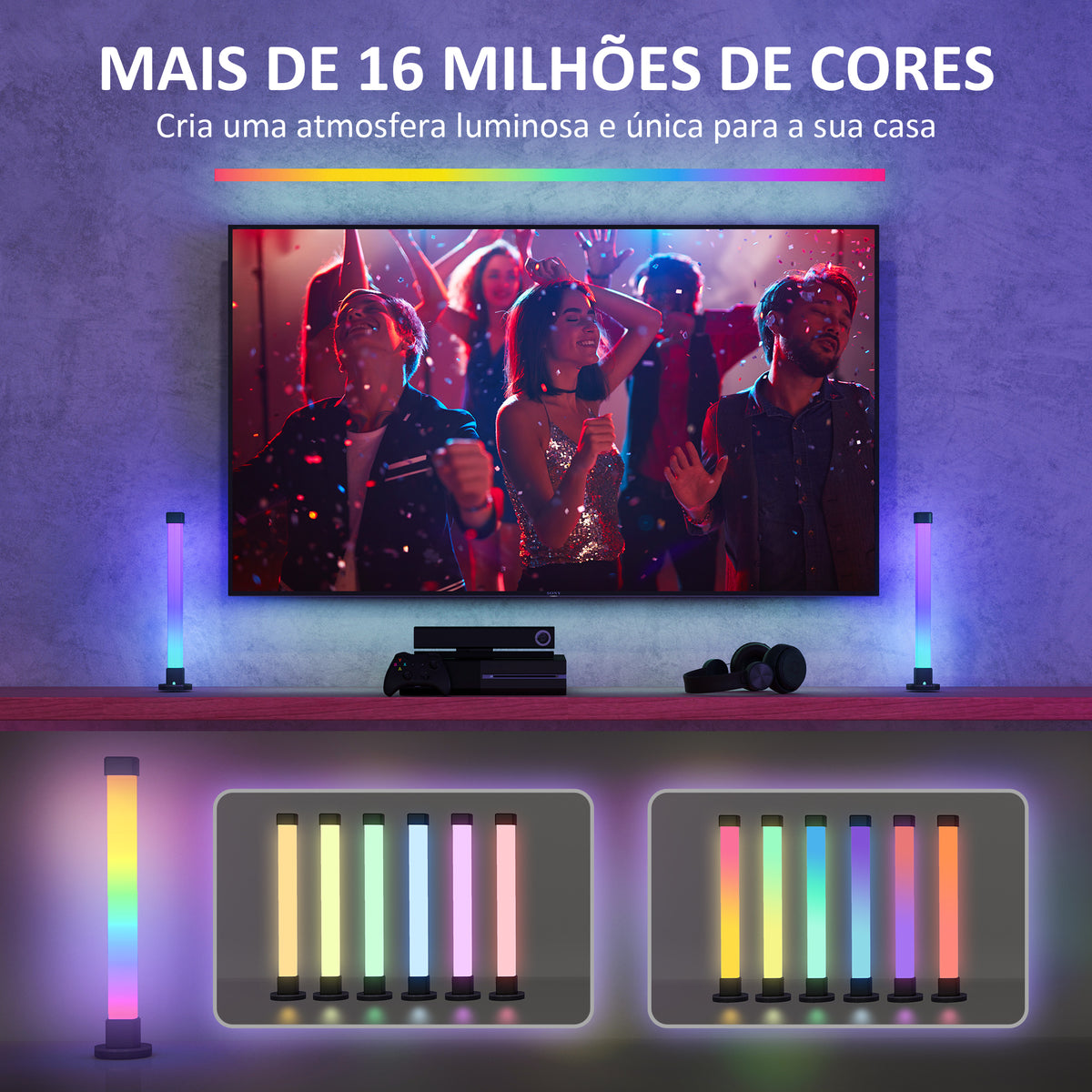 Conjunto de 2 Candeeiros de Mesa Candeeiros de Mesa LED com Controlo Remoto App Bluetooth Sincronização com Música e Temporizador para Sala de Estar Sala de Jogos Dormitório 6x6x32,5 cm Branco — foto 4