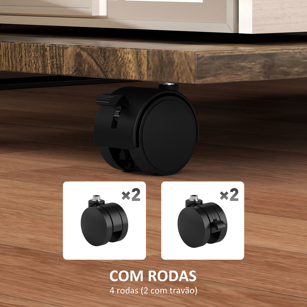 Mesa Auxiliar com Rodas Mesa Auxiliar em Forma de C para Sofá com Prateleiras Estrutura de Aço Mesa Auxiliar para Sala de Estar e Dormitório 52x34x60 cm Madeira e Preto — foto 7