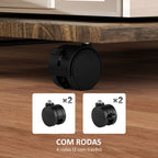 Mesa Auxiliar com Rodas Mesa Auxiliar em Forma de C para Sofá com Prateleiras Estrutura de Aço Mesa Auxiliar para Sala de Estar e Dormitório 52x34x60 cm Madeira e Preto — foto 7
