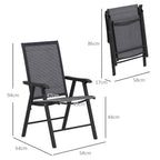 Conjunto de 2 Cadeiras Dobráveis para Exterior com Apoio para o Braço Cadeiras para Jardim com Textilene e Metal Carga 110 kg 58x64x94 cm Cinza Escuro — foto 3