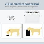 Comedouro Elevado para Cães Comedouro para Cães com 2 Tigelas de Aço Inoxidável e Espaço de Armazenamento Oculto 60x30x41 cm Branco — foto 6