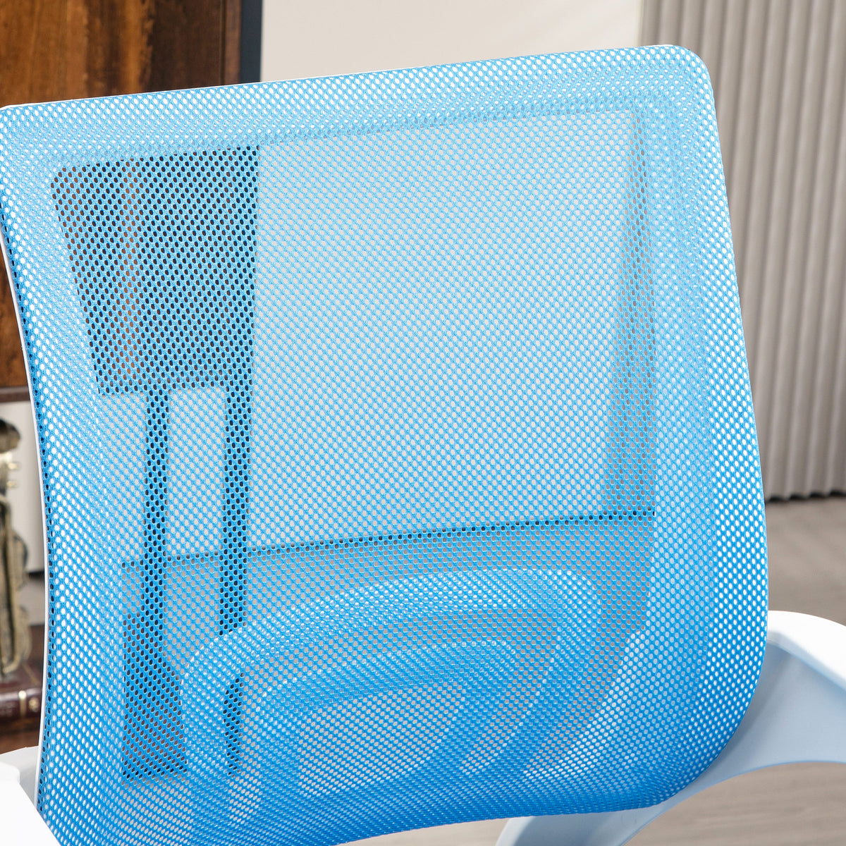 Cadeira de Escritório de Malha Cadeira de Escritório Giratória com Altura Ajustável Função Basculante e Apoio para os Braços Cadeira de Estúdio Carga 120 kg 57x55x89-109 cm Azul — foto 8