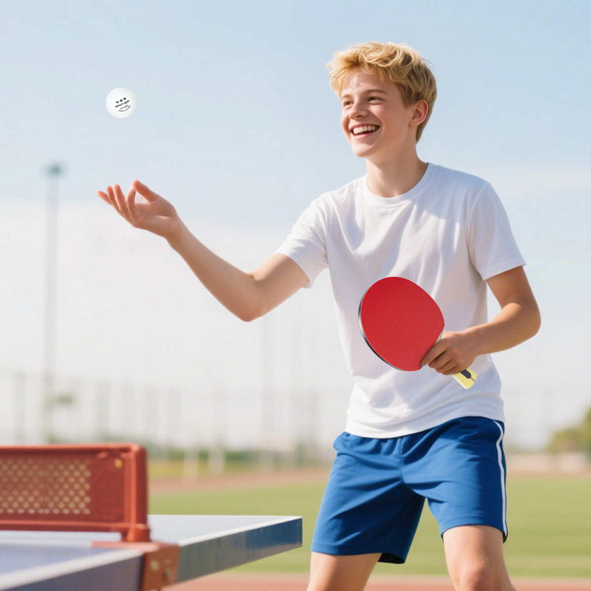 Raquetes de Ping Pong Kit de Tênis de Mesa Portátil com 4 Raquetes 8 Bolas e Estojo de Transporte para Iniciantes Especialistas Interno e Externo Vermelho — foto 2