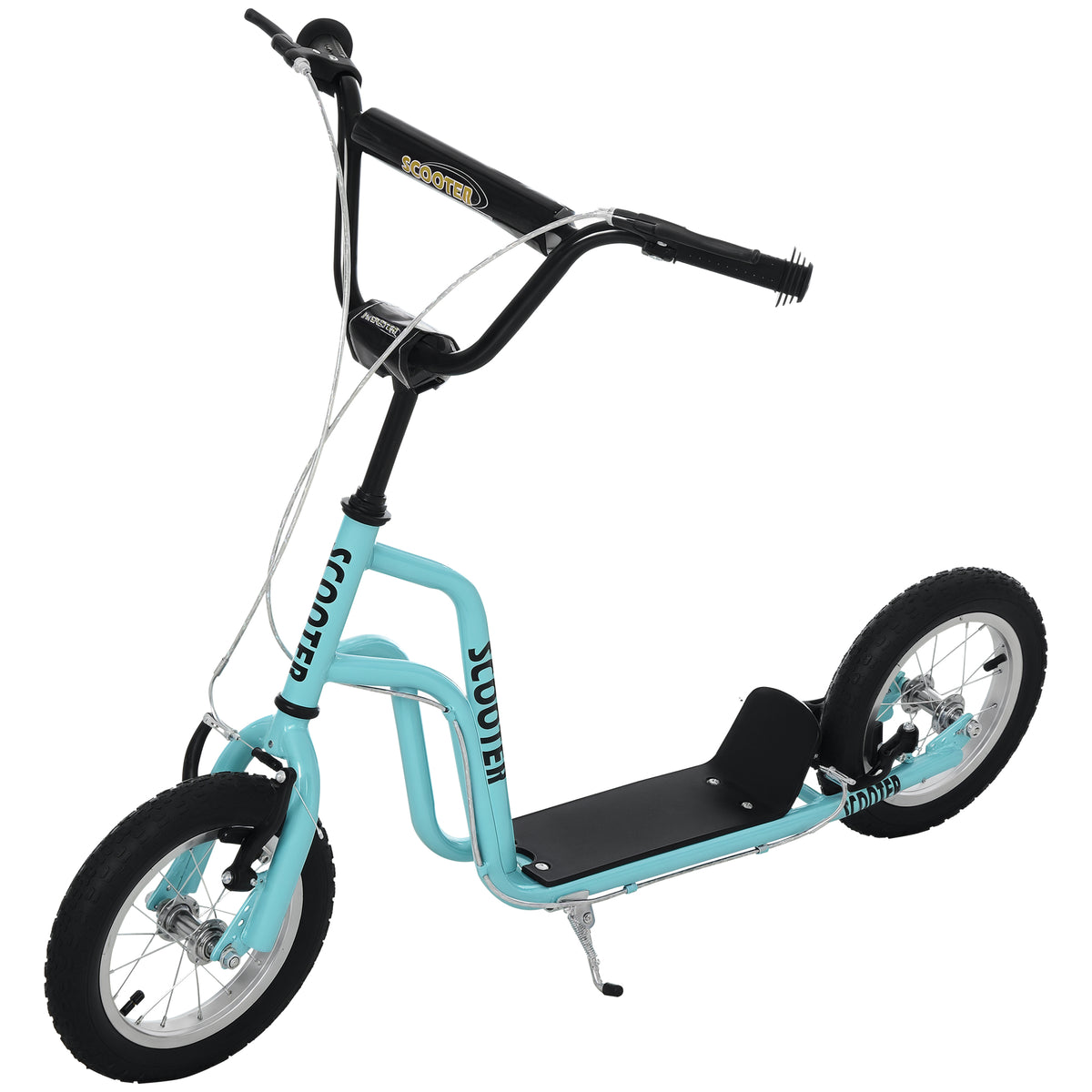 Trotinete para Crianças acima de 5 Anos Trotinete Infantil com Guiador Ajustável em Altura Travão Duplo e Estrutura de Aço Carga 100 kg para Adolescentes 120x58x75-80 cm Azul — foto 1