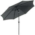 Chapéu de Sol de Jardim Ø295x250cm com Manivela Chapéu de Sol Exterior com Mecanismo de Inclinação e Mastro Desmontável de Metal para Terraço Piscina Pátio Cinza Escuro — foto 1