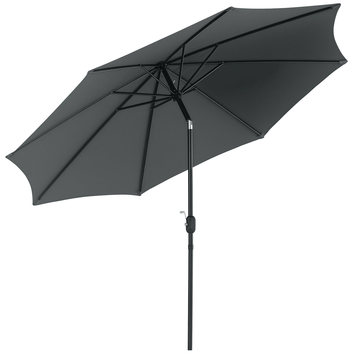 Chapéu de Sol de Jardim Ø295x250cm com Manivela Chapéu de Sol Exterior com Mecanismo de Inclinação e Mastro Desmontável de Metal para Terraço Piscina Pátio Cinza Escuro — foto 1