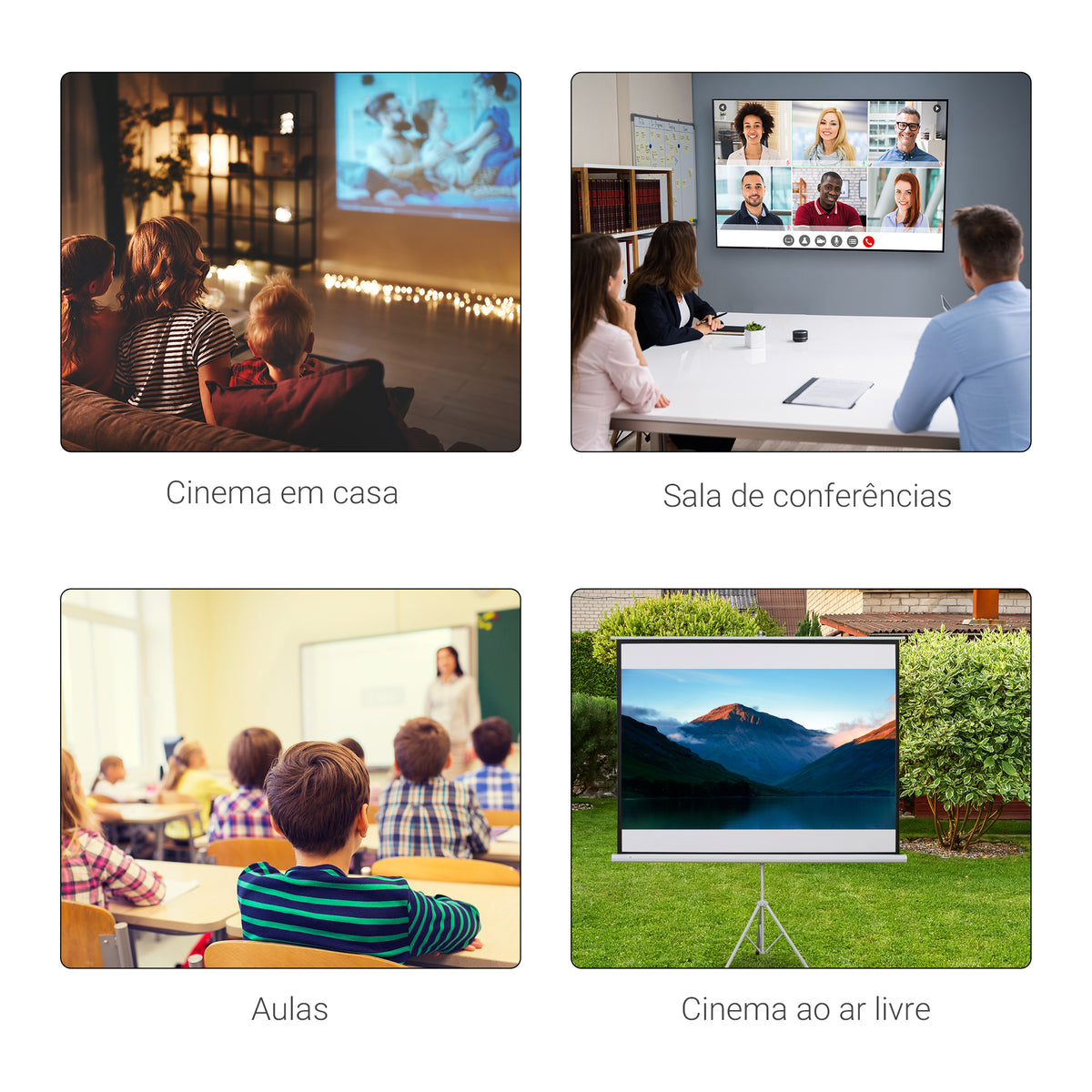 Ecrã de Projeção Manual com Suporte 100 Polegadas Ecrã de Projeção Portátil Formato 4:3 para Interior e Exterior Cinema em Casa Pátio 203x152 cm Branco — foto 6