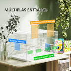Gaiola para Pássaros com Divisória Gaiola para Aves com 4 Comedouros 4 Poleiros e Bandeja Amovível Gaiola para Canários Periquitos 76x46x46 cm Branco — foto 6