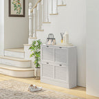 Sapateira Moderna Sapateira Entrada com 2 Gavetas Rebatíveis e Prateleias Ajustáveis para 16 Pares de Sapatos Sapateira Compacta para Corredor 81,5x25x83 cm Branco — foto 2