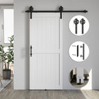 Porta de Correr Celeiro com Ferragens Porta Corredera de Interior com Puxador Rolo e Guia de Chão para Casa de Banho Sala de Estar 91,5x213,4 cm Branco — foto 7