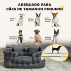 Cama para Cães Pequenos Cama para Animais de Estimação com 2 Almofadas Cama para Cães com Base Antiderrapante Capa Amovível e Lavável 70x50x30 cm Cinza — foto 4