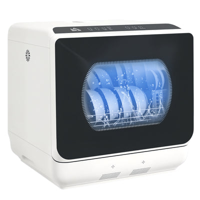 Compact Countertop Dishwasher with 5+1 Programs 6L Water Tank LED Display White 45x44x45.8 cm