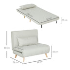 Poltrona 3 em 1 Sofá Cama Individual Dobrável com Encosto Ajustável em 6 Posições e Almofada para Sala de Estar Dormitório Escritório Carga 350 kg 94x78x80 cm Bege Claro — foto 3
