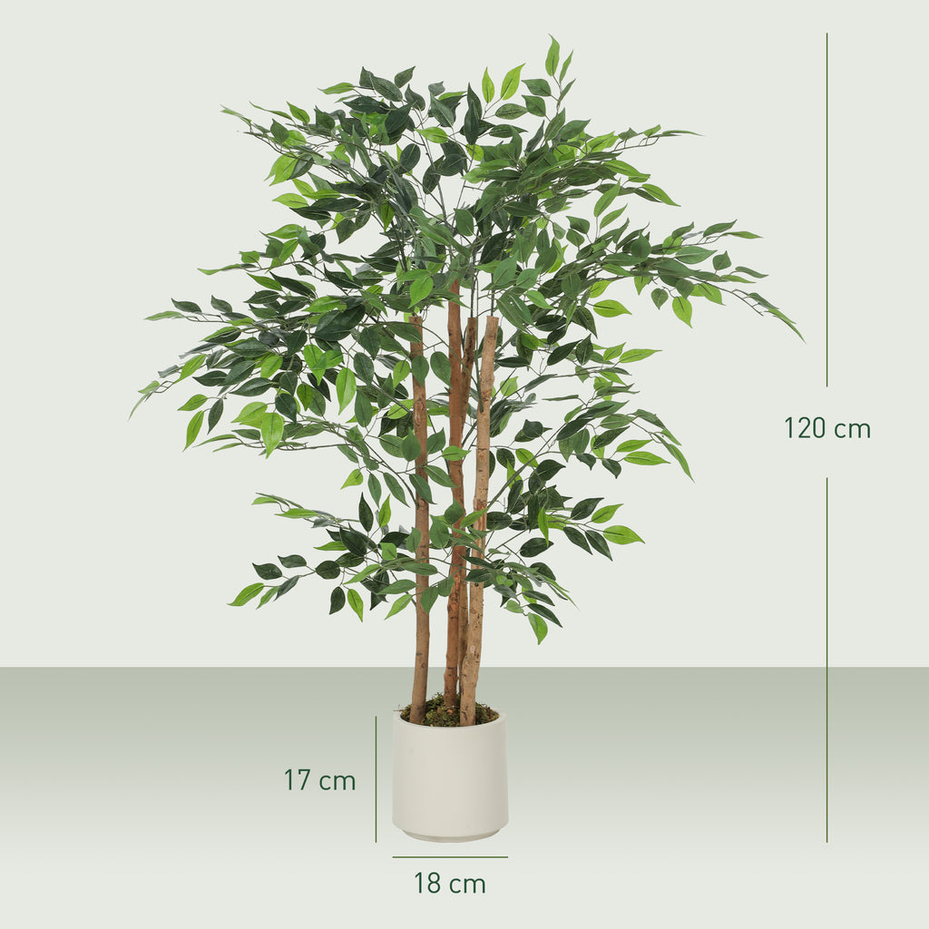Planta Artificial de Baniano Verde em PEVA e Madeira com Vaso em PP e Cimento 55x55x120 cm — foto 2