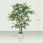 Planta Artificial de Baniano Verde em PEVA e Madeira com Vaso em PP e Cimento 55x55x120 cm — foto 2