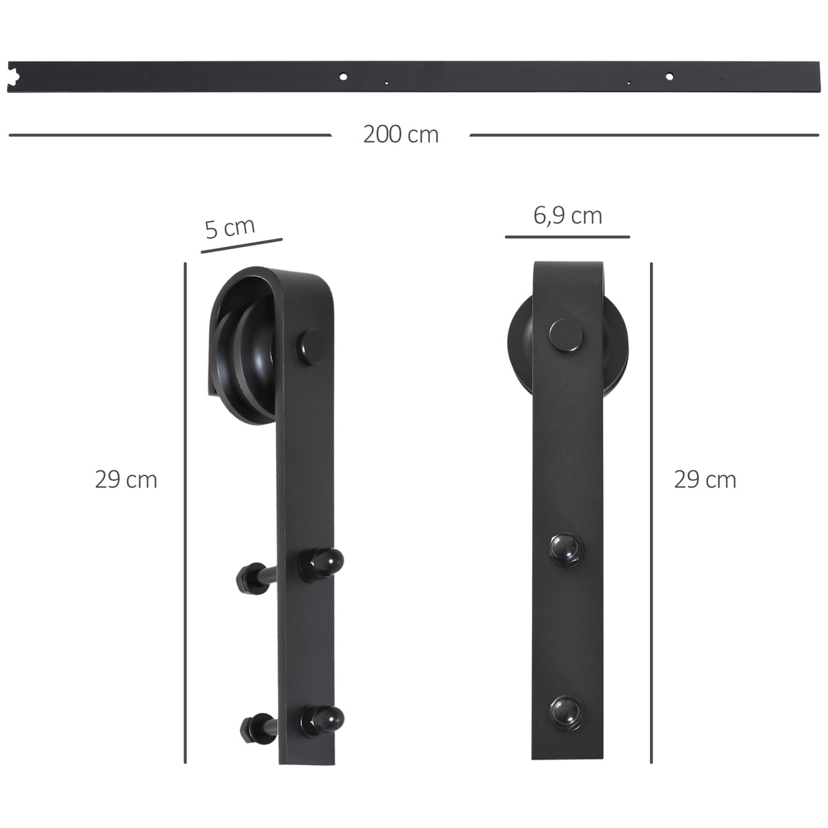 Kit de acessórios para porta de celeiro deslizante Porta de montagem Conjunto de peças de metal Trilhos de rolo de aço carbono — foto 3