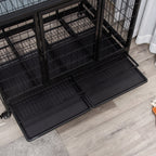 Gaiola de Metal para Cães com Rodas e Freios Bandeja Removível e Porta com Trava para Golden Retriver Labrador 109x76x87cm Preto — foto 8