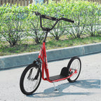 Trotinete para Crianças acima de 5 Anos e Adolescentes com Guiador Ajustável em Altura 2 Pneus de Borracha Insufláveis com Travagem Dupla e Rodas 16" Carga 100 kg 139x58x90-96 cm Vermelho — foto 2