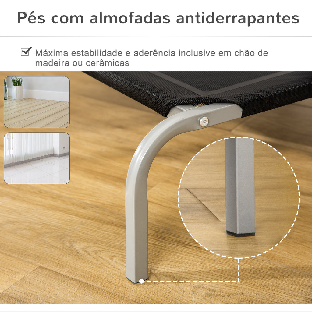 Cama Elevada para Animais de Estimação Cama para Cães e Gatos Desmontável Tecido Textilene Exterior Jardim Terraço 90x65x20cm Preto — foto 6