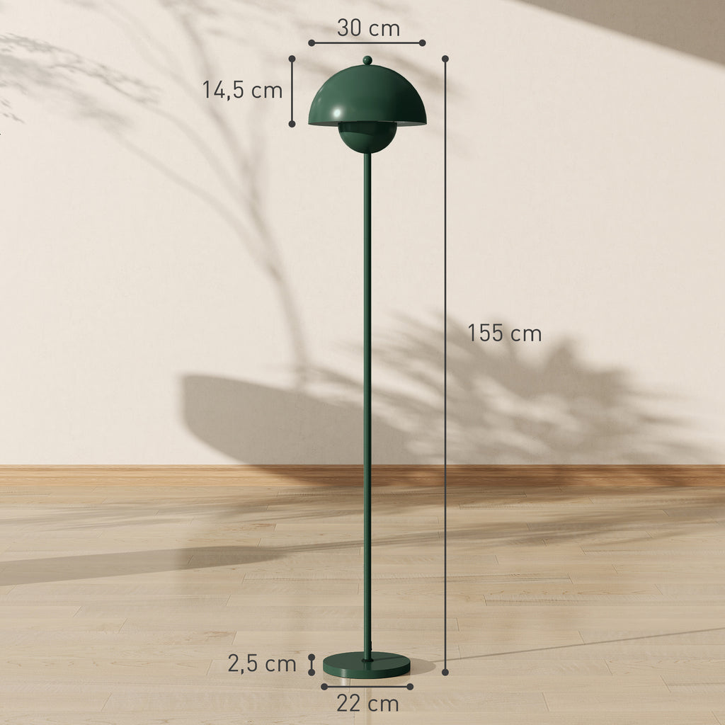 Candeeiro de Pé Moderno 155 cm Candeeiro de Pé para Sala com Ecrã em Forma de Taça Refletora de Luz Interruptor de Pé Suporte E27 sem Lâmpada para Quarto Escritório Sala de Estar Ø35x155 cm Verde — foto 3