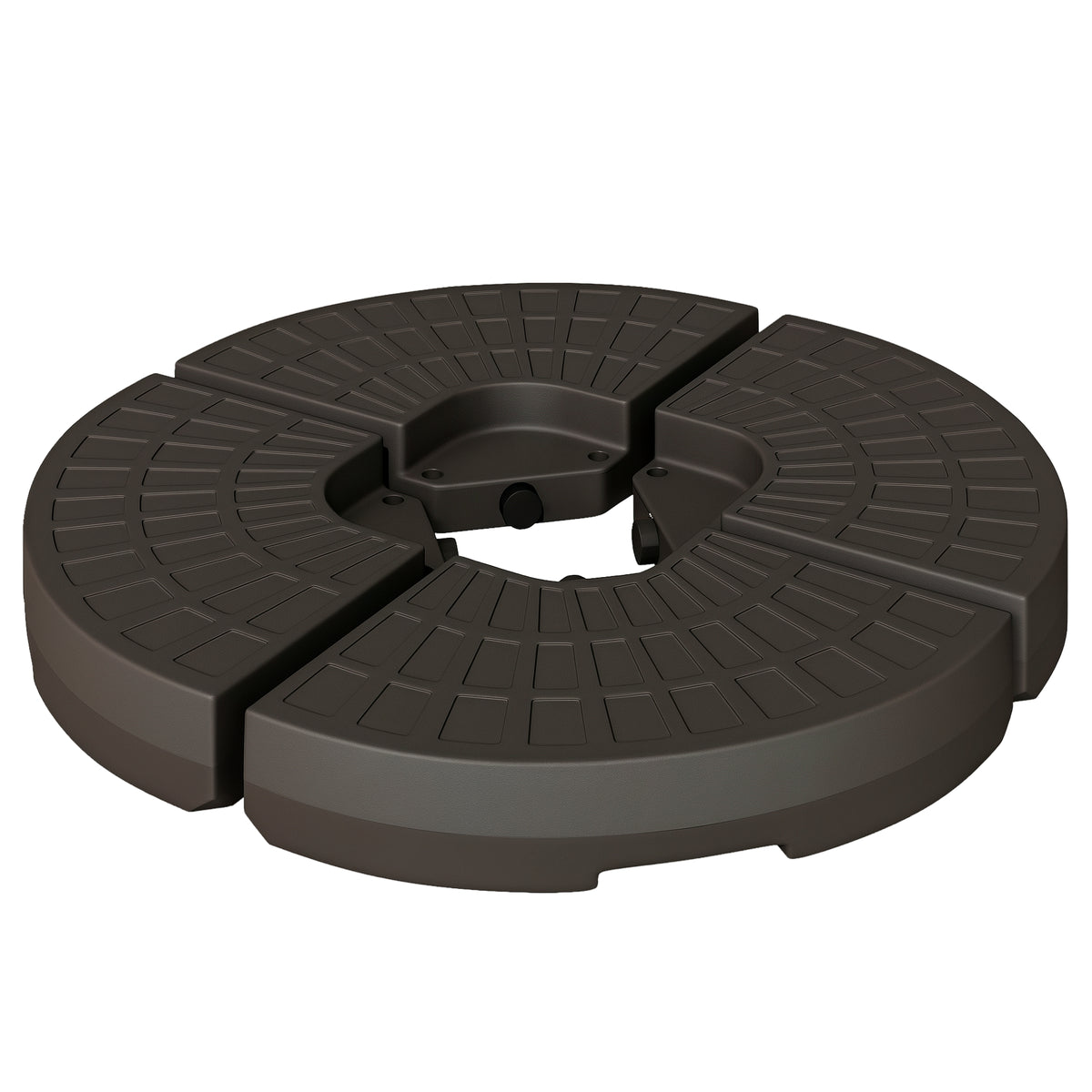 Base para Chapéu de Sol em 4 Partes Recarregável com Areia ou Água Desmontável para Jardim Pátio Ar Livre 100x100x10,5cm Marrom — foto 1