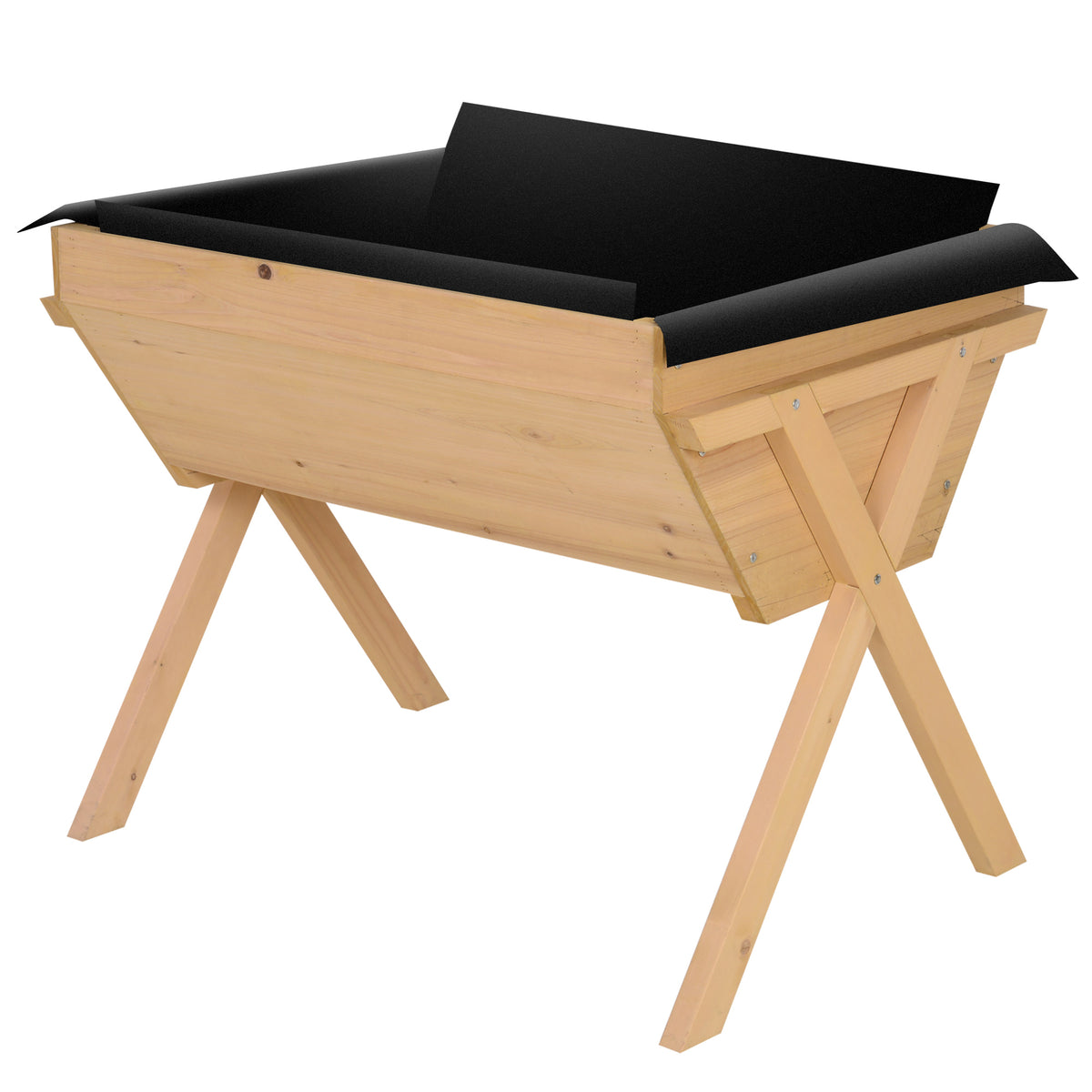 Horta Vertical de Madeira 100x70x80cm Mesa de Cultivo para Plantas Flores Hortaliças com Pés Elevados 4 Orifícios de Drenagem e Tecido Geotextil — foto 1
