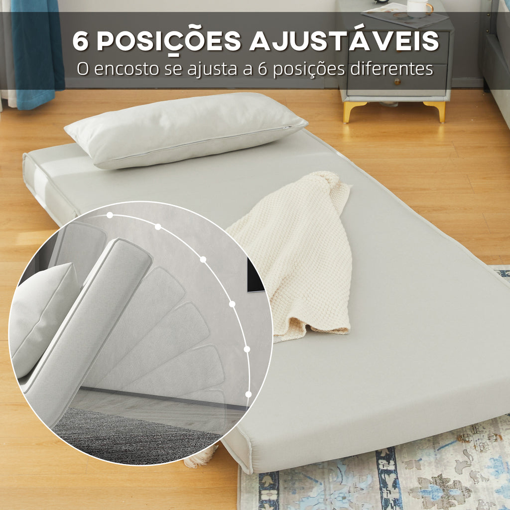 Poltrona 3 em 1 Sofá Cama Individual Dobrável com Encosto Ajustável em 6 Posições e Almofada para Sala de Estar Dormitório Escritório Carga 350 kg 94x78x80 cm Bege Claro — foto 7