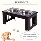 Comedouro Elevado para Cães com Suporte e 2 Tigelas Amovíveis de Aço Inoxidável Alimentador para Animais de Estimação 58,4x30,5x25,4 cm Marrom — foto 5