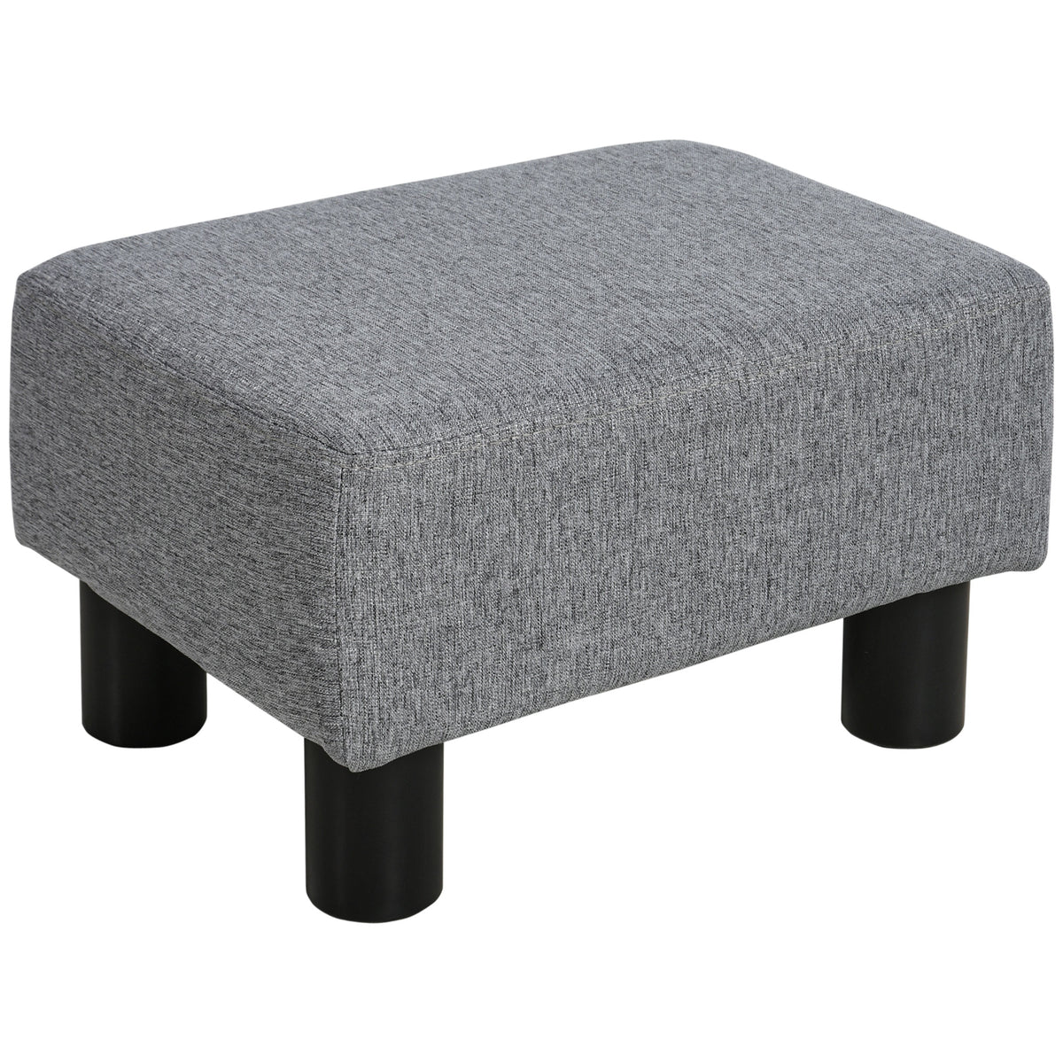 Apoio para os Pés de Sala de Estar Banco Baixo em Linho Banco Retangular com Estrutura de Madeira para Sala de Estar Dormitório 40x30x24 cm Cinzento — foto 1