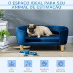 Sofá para Cães Pequenos Cama Elevada para Cães com Pés de Madeira Almofada Removível e Capa Lavável Carga 10 kg 86x55x33 cm Azul — foto 4