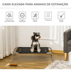 Cama Elevada para Animais de Estimação Cama para Cães e Gatos Desmontável Tecido Textilene Exterior Jardim Terraço 90x65x20cm Preto — foto 7