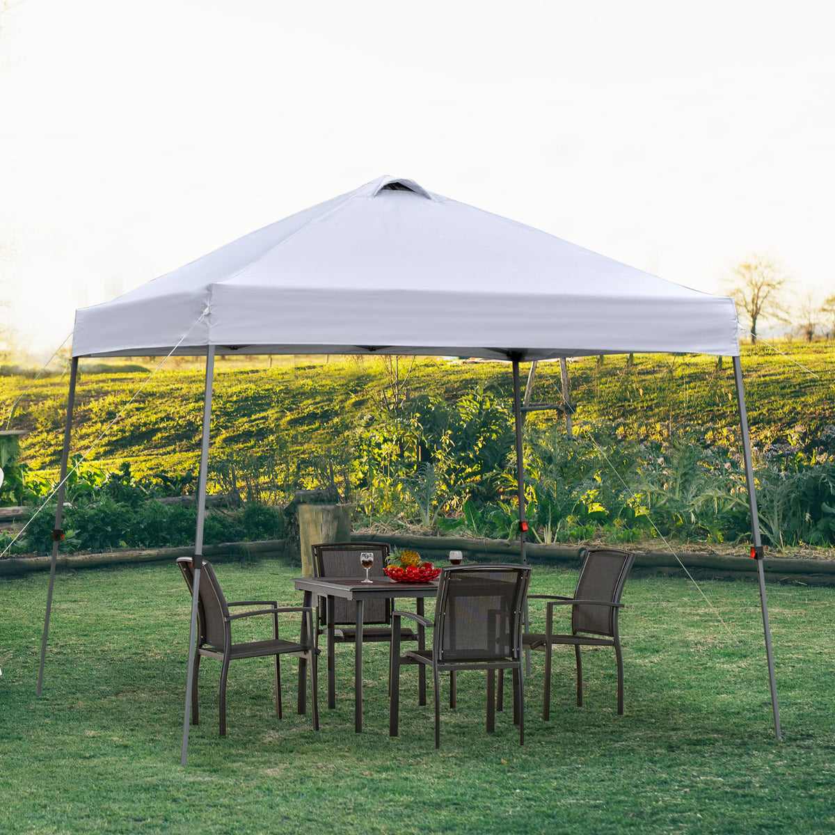 Tenda Dobrável 3x3 Portátil de Jardim com Bolsa de Transporte com Rodas Aço para Exterior Festas Campismo Branco — foto 2
