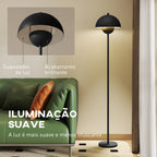 Candeeiro de Pé Moderno 155 cm Candeeiro de Pé para Sala com Ecrã em Forma de Taça Refletora de Luz Interruptor de Pé Suporte E27 sem Lâmpada para Quarto Escritório Sala de Estar Ø35x155 cm Preto — foto 5