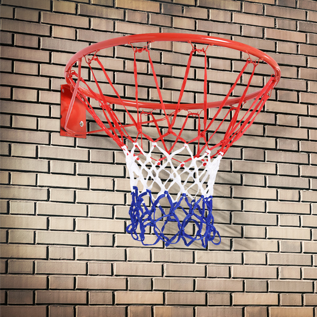 Cesta de Basquetebol de Parede Ø46 cm Aro de Basquetebol com Rede Estrutura Metálica 12 Ganchos para Interior e Exterior Vermelho — foto 2