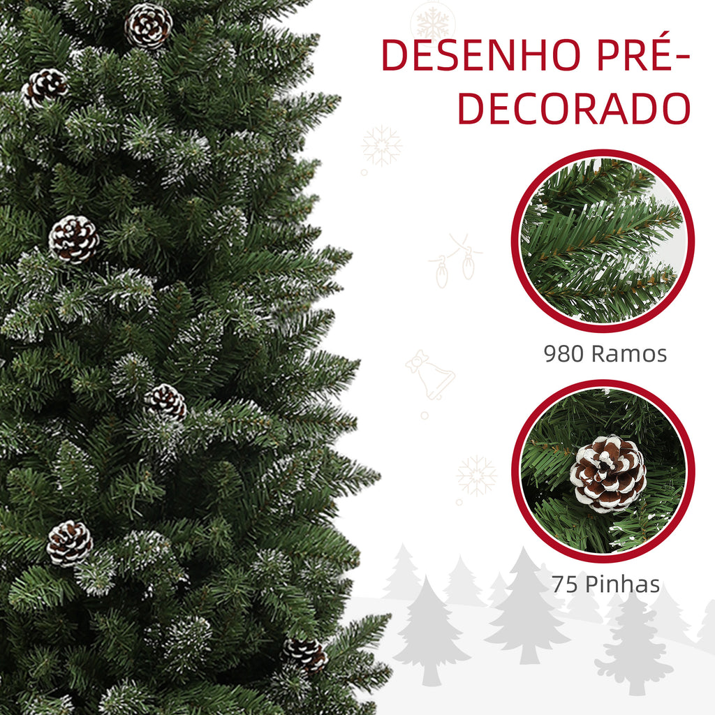 Árvore de Natal 225 cm Árvore de Natal Artificial com 980 Ramos e Suporte de Metal Árvore de Natal para Sala de Estar Interior Verde — foto 5